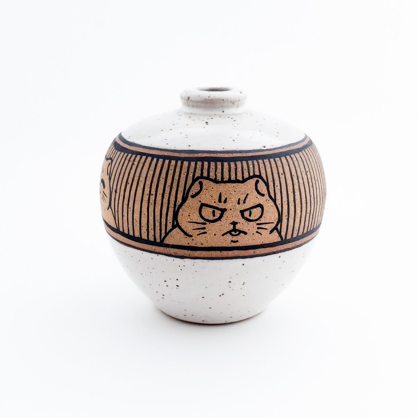 Small Speckled Cat Bud Vase