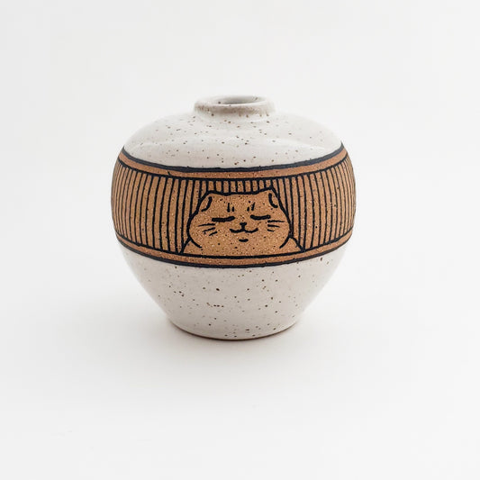 Small Speckled Cat Bud Vase