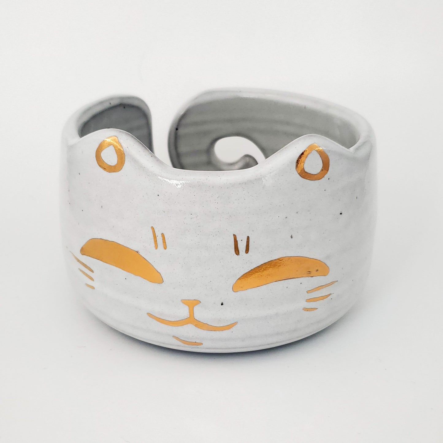Cat Yarn Bowl with Gold