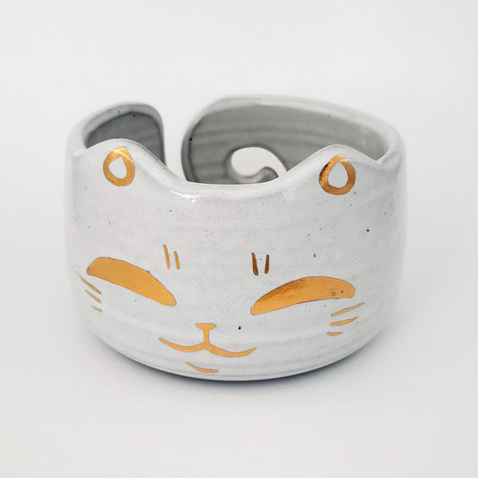 Cat Yarn Bowl with Gold